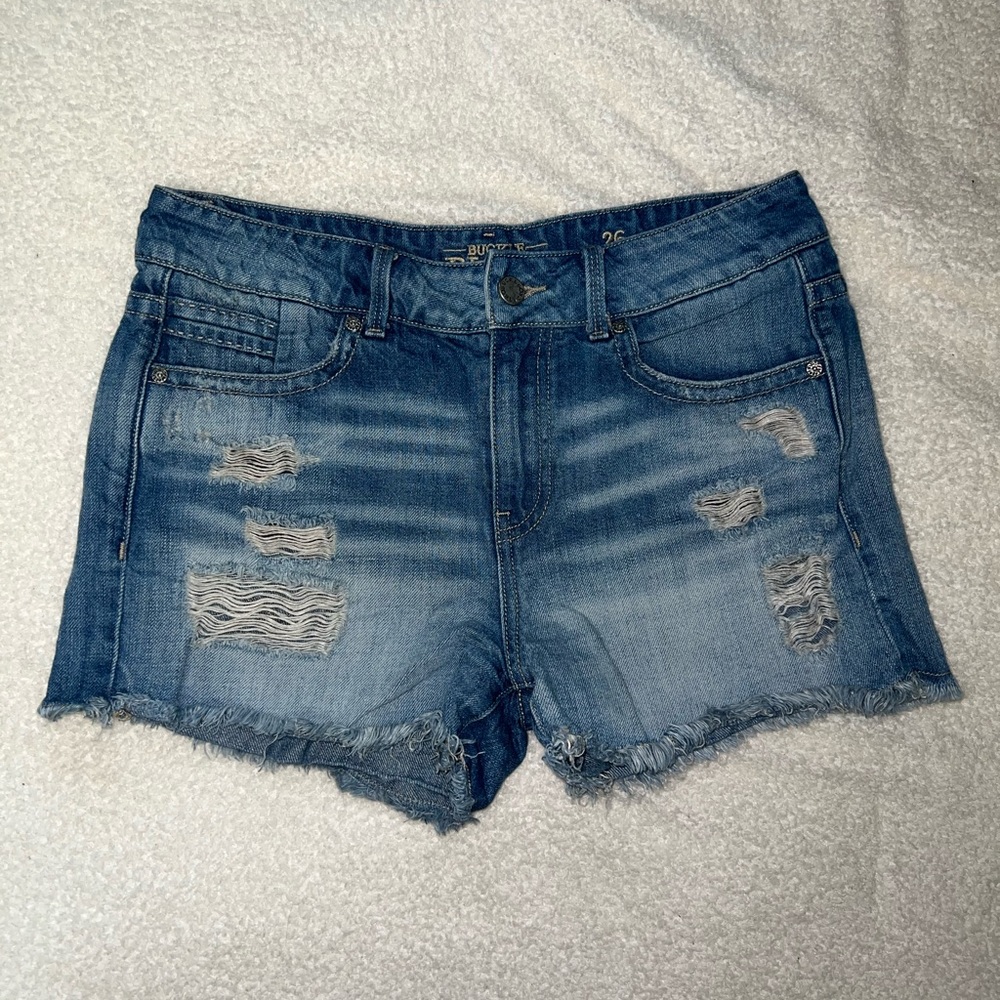 Buckle Black jean shorts
